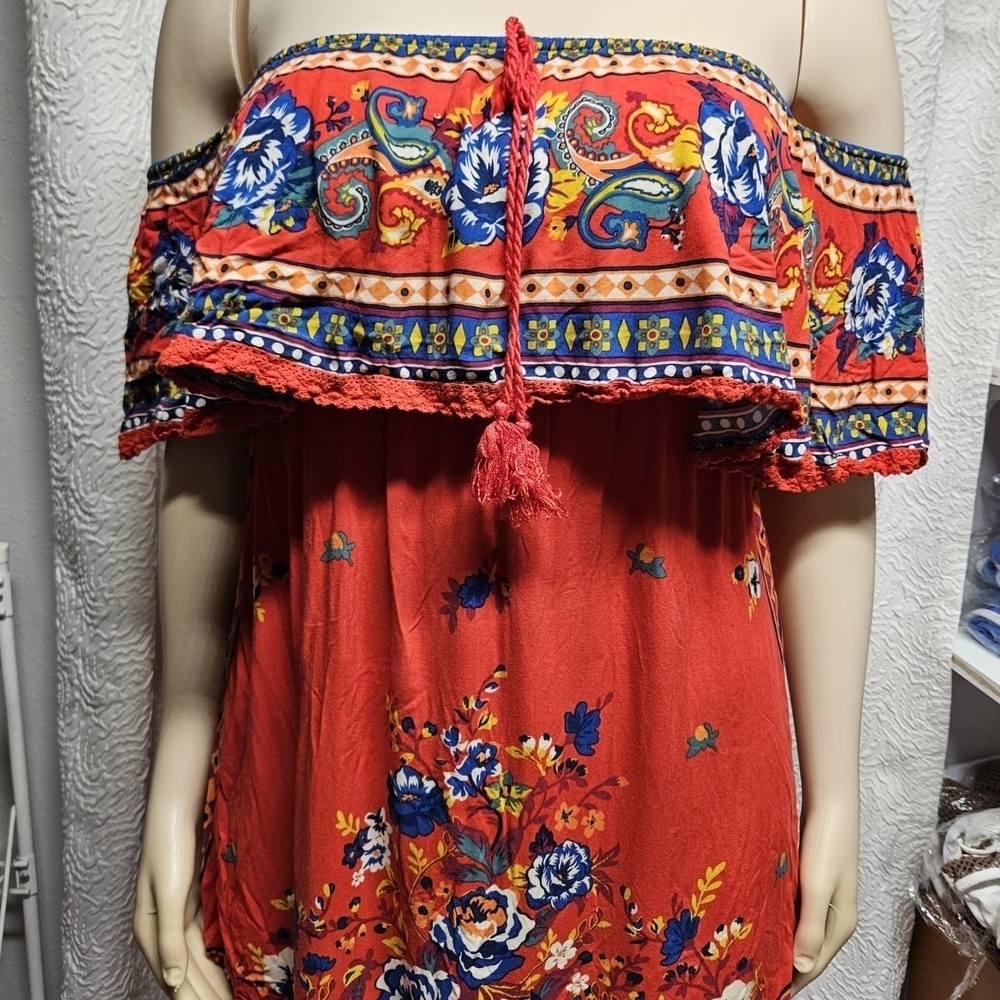 Flying Tomato Ruffled Tie Front Orange Blouse